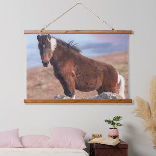 Beautiful Dartmoor Pony by Sunset Rocks Hanging Tapestry
