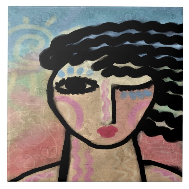 Beautiful Day Abstract Digital Painting Ceramic Tile (Front)