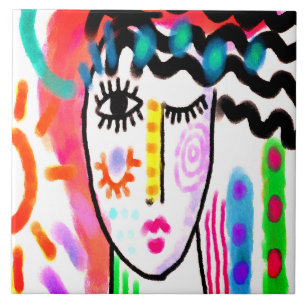 Beautiful Day Abstract Digital Painting Ceramic Tile