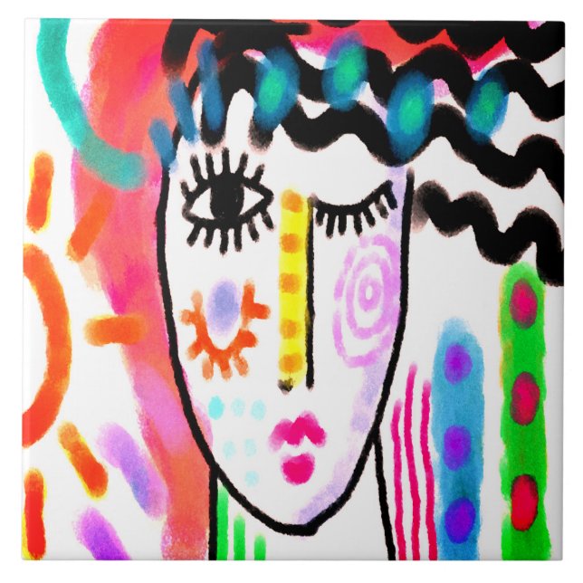 Beautiful Day Abstract Digital Painting  Ceramic Tile (Front)