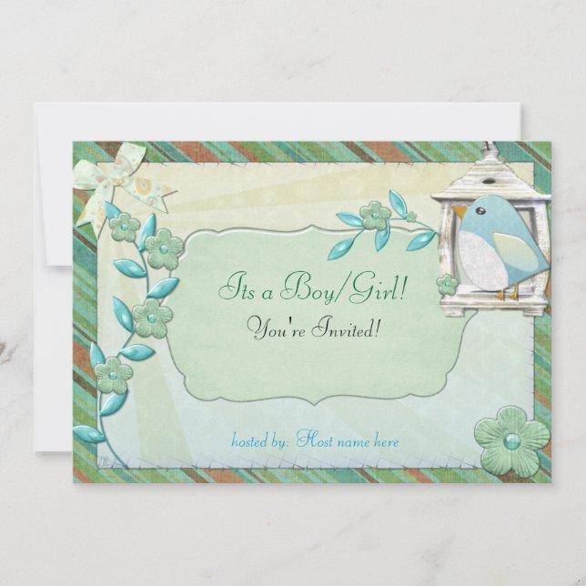 Beautiful Day Bird House BABY SHOWER BIRTHDAY Invitation (Front)