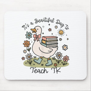 Beautiful Day To Teach Tk Funny Silly Goose Floral Mouse Pad