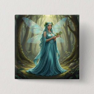 Beautiful December Turquoise Fairy 15 Cm Square Badge