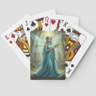 Beautiful December Turquoise Fairy Playing Cards