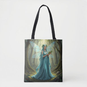 Beautiful December Turquoise Fairy Tote Bag