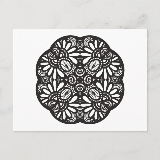 Beautiful Deco Black Square Doodle Postcard (Front)