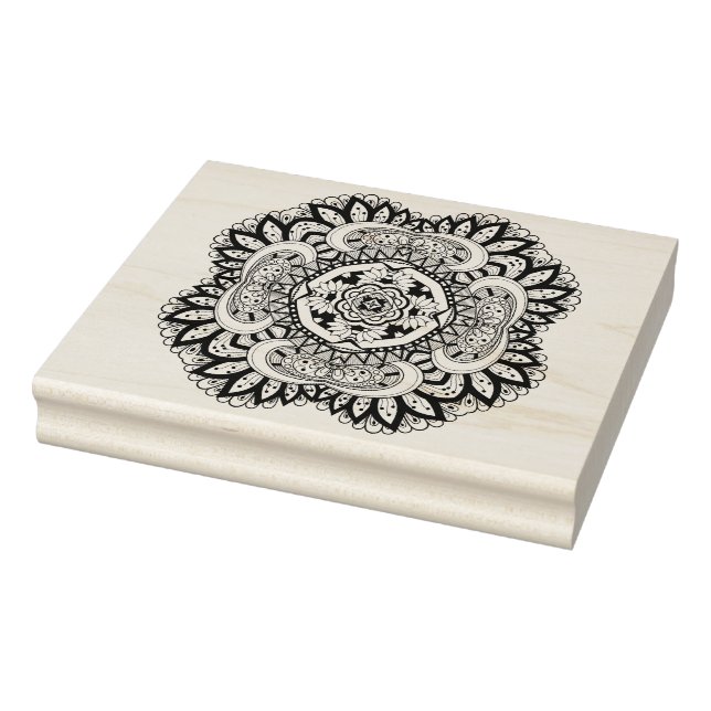 Beautiful Deco Square Doodle Rubber Stamp (Stamp)