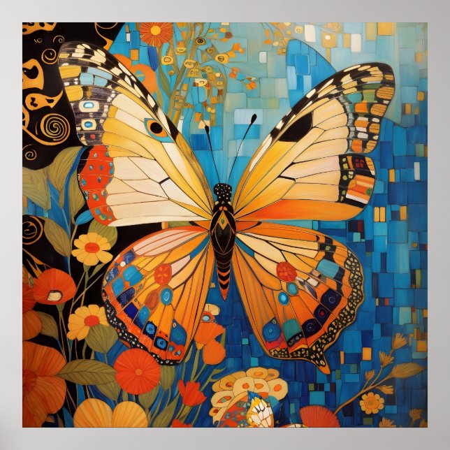 Beautiful Decorative Butterfly Floral Poster (Front)