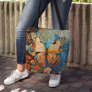 Beautiful Decorative Butterfly Floral Tote Bag