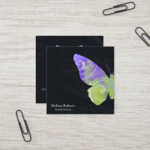Beautiful Decorative Butterfly Logo Black Square Business Card