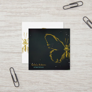 Beautiful Decorative Butterfly Logo Black Square Business Card