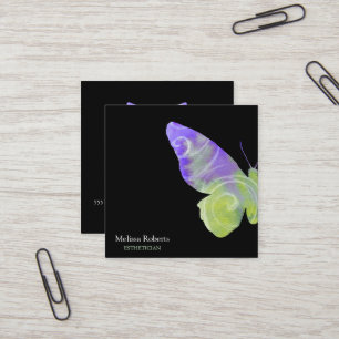 Beautiful Decorative Butterfly Logo Black Square Business Card