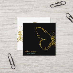 Beautiful Decorative Butterfly Logo Black Square Business Card