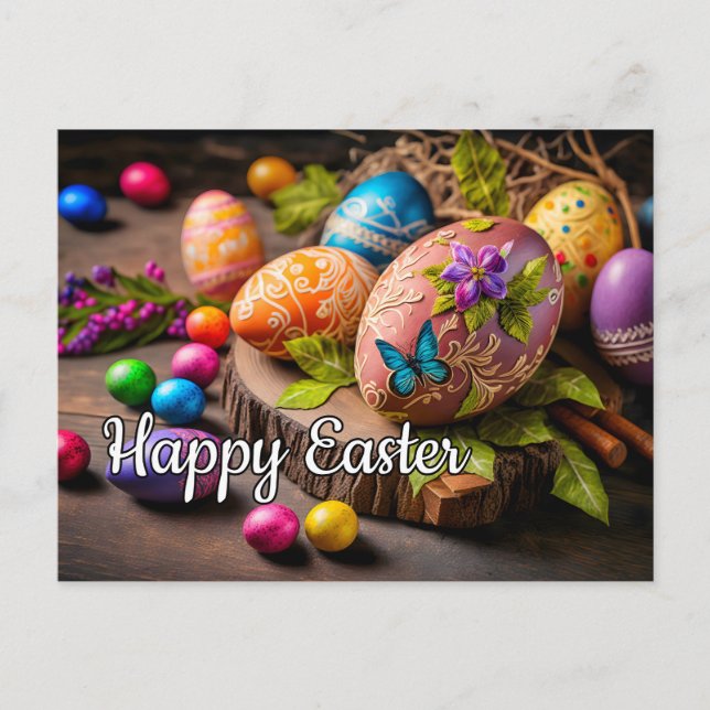 Beautiful Decorative Festive Easter Eggs Postcard (Front)