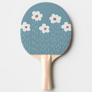 Beautiful Decorative Flower Pattern Rain Clouds Ping Pong Paddle