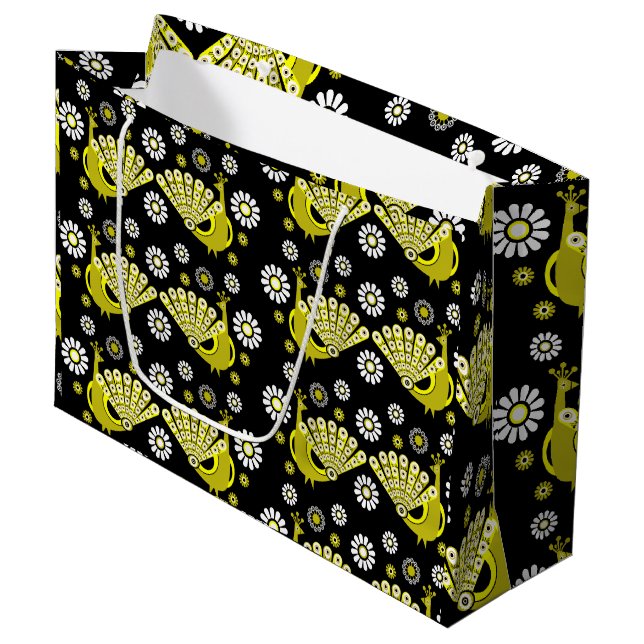 Beautiful Decorative Peacock Large Gift Bag (Front Angled)