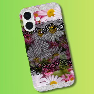 Beautiful decorative real photo daisy with lace iPhone 16 case
