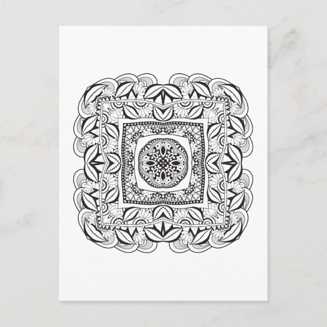 Beautiful Decorative  Square Doodle Postcard (Front)