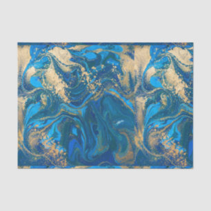 Beautiful,deep blue marble,gold,digital photo tissue paper