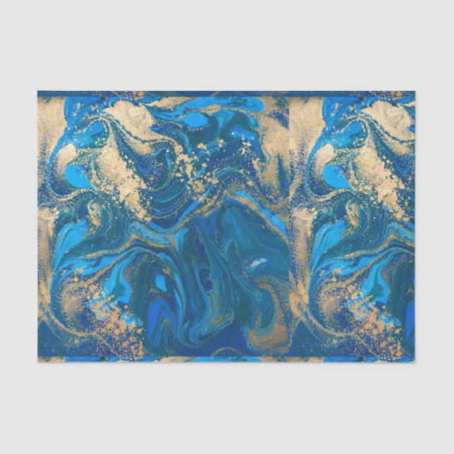 Beautiful,deep blue marble,gold,digital photo tissue paper (Front)