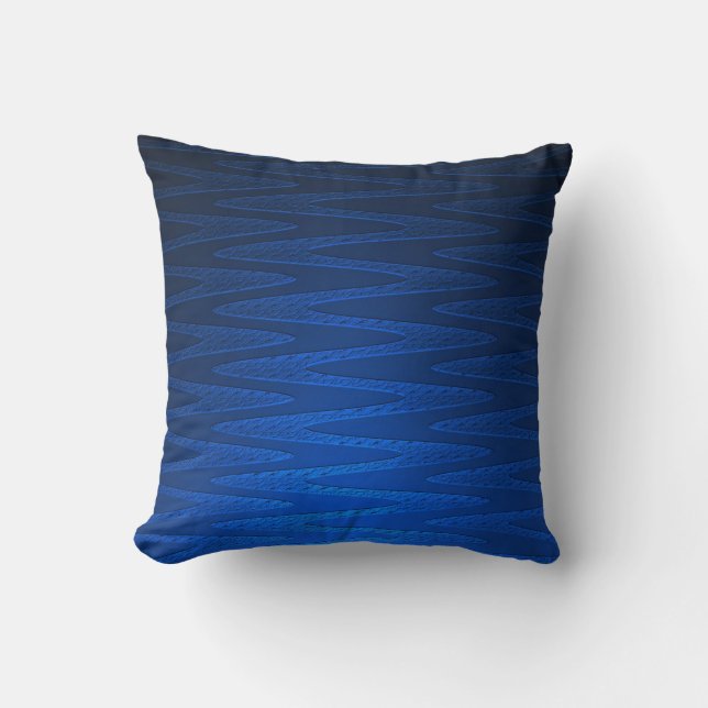 Beautiful Deep Blue Zigzag Pattern Cushion (Front)