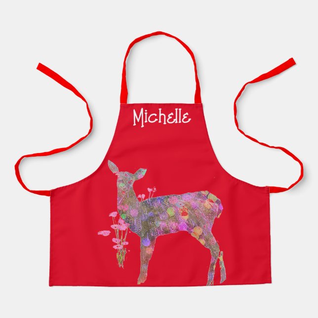 Beautiful Deer Christmas Apron (Front)