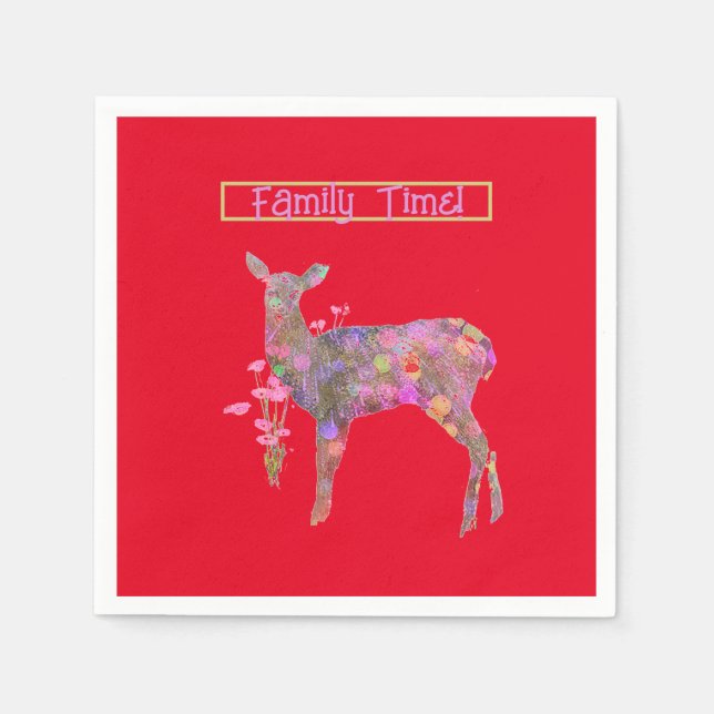 Beautiful Deer Christmas Napkin (Front)