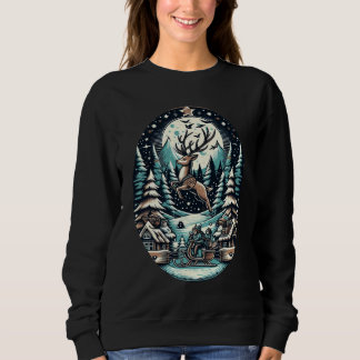 Beautiful Deer Leap in Winter Sweatshirt