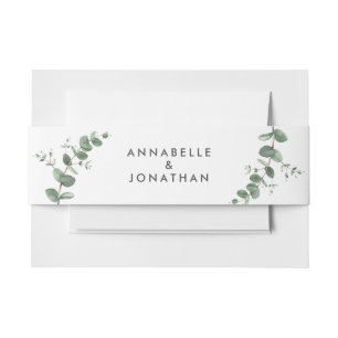 Beautiful delicate eucalyptus foliage wedding  cla invitation belly band