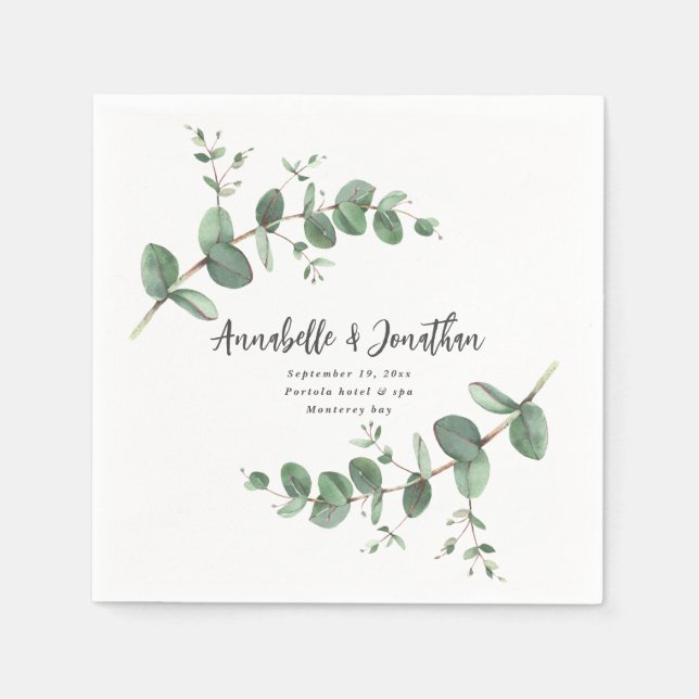 Beautiful delicate eucalyptus foliage wedding  nap napkin (Front)