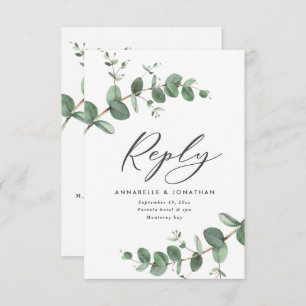 Beautiful delicate eucalyptus foliage wedding RSVP card