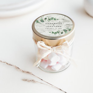 Beautiful delicate eucalyptus white wood wedding classic round sticker