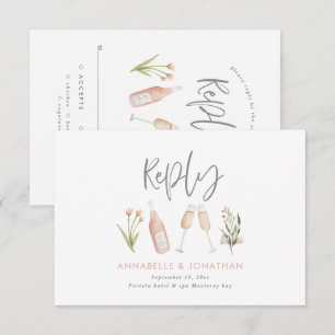 Beautiful delicate floral pink girly wedding reply RSVP card