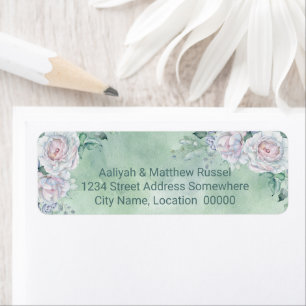 Beautiful Delicate Watercolor Rose Return Address Label