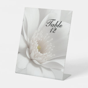 Beautiful Delicate White Flower Table Number Pedestal Sign