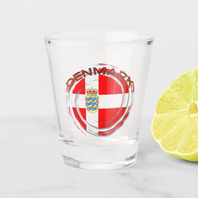 Beautiful Denmark Shot Glass! Glass (Front)