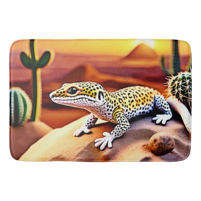 Beautiful Desert leopard Gecko Design Bath Mat (Front)