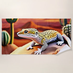 Beautiful Desert leopard Gecko Design Beach Towel