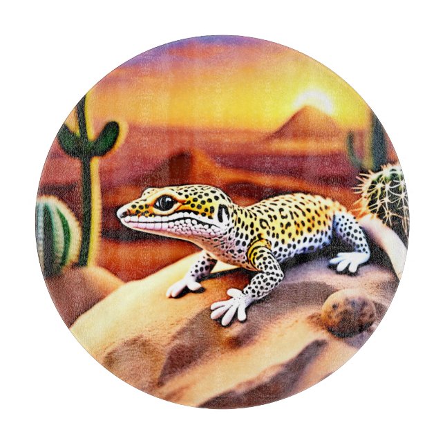 Beautiful Desert leopard Gecko Design Cutting Board (Front)