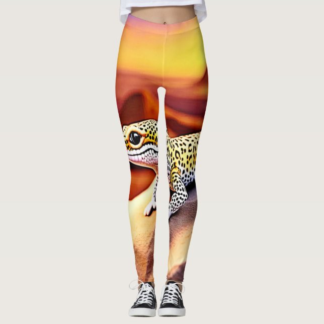 Beautiful Desert leopard Gecko Design Leggings (Front)