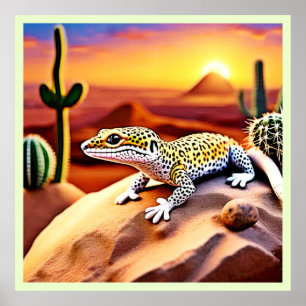 Beautiful Desert leopard Gecko Design Poster