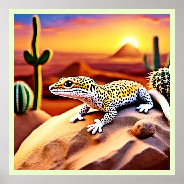 Beautiful Desert leopard Gecko Design Poster (Front)