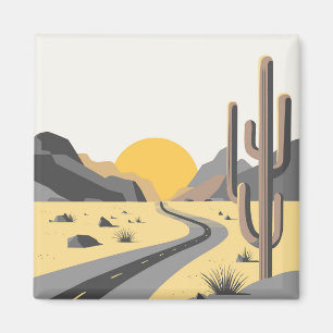 Beautiful desert sunrise with mountain view magnet