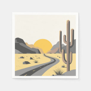 Beautiful desert sunrise with mountain view napkin