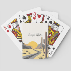 Beautiful desert sunrise with mountain view playing cards