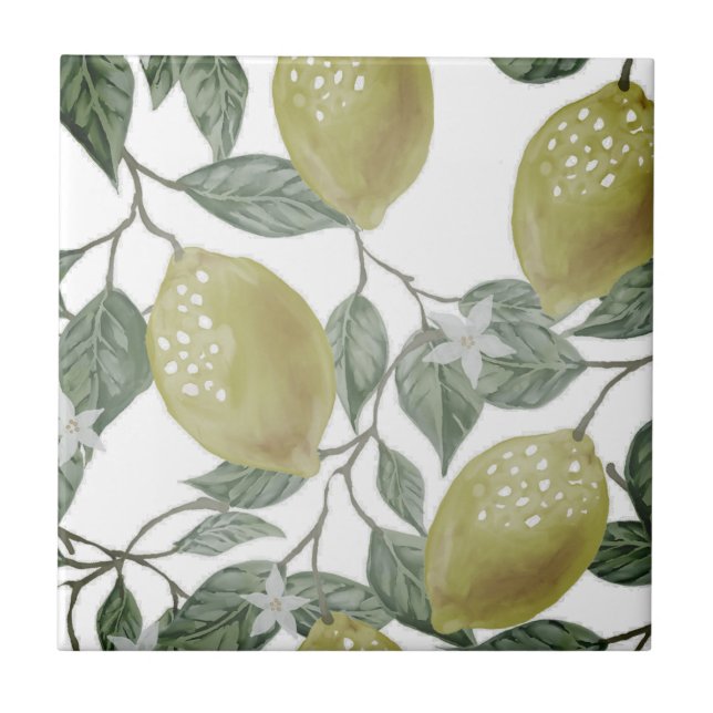 Beautiful design watercolor lemon ceramic tile (Front)