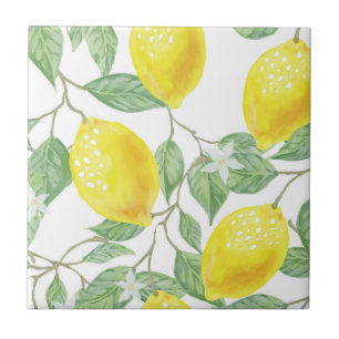 Beautiful design watercolor lemon ceramic tile