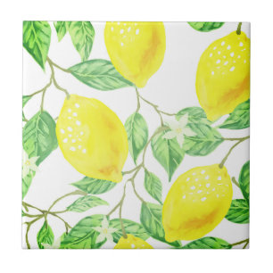 Beautiful design watercolor lemon ceramic tile