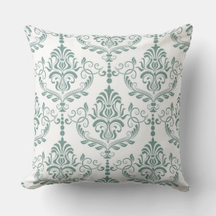 Beautiful Designer Green Damask Reversible Pillow