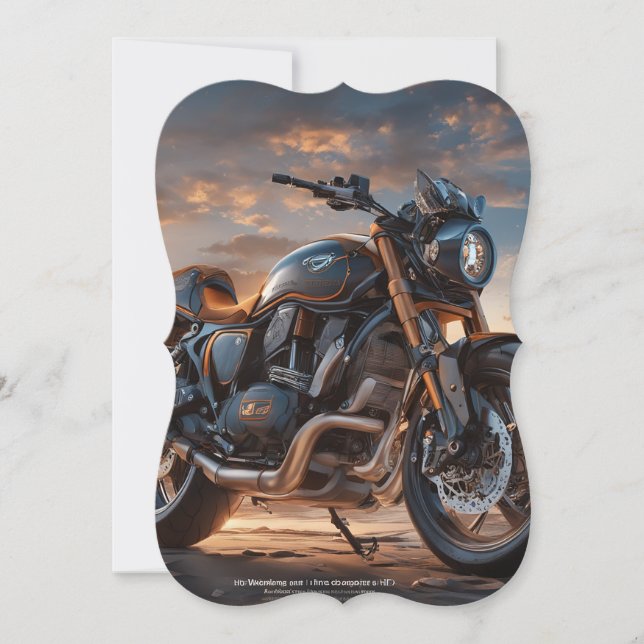 Beautiful detailed intricate vintage motorcycle card (Front)